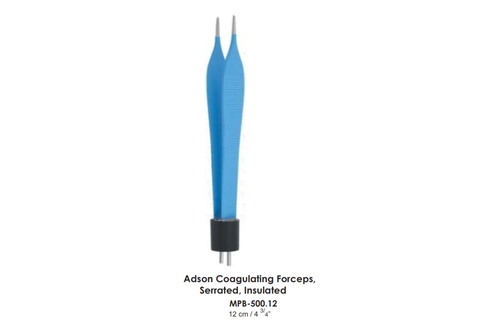 Adson Coagulating Forceps,   Serrated, Insulated
