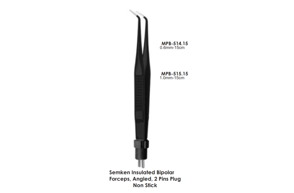 Semken Insulated Bipolar  Forceps, Angled, 2 Pins Plug  Non Stick