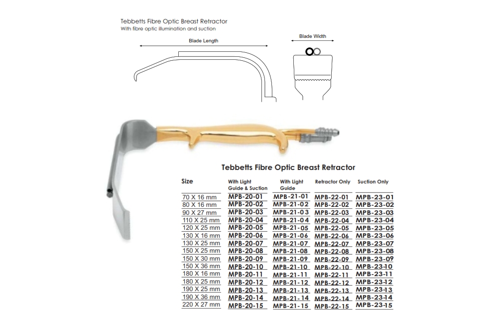 Tebbetts Fibre Optic Breast Retractor