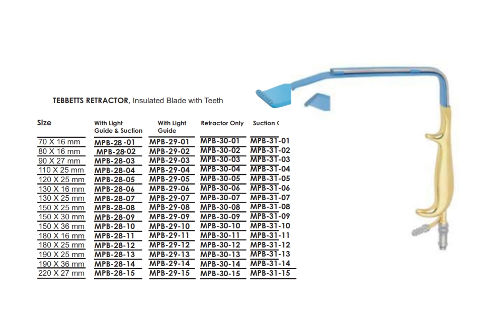 TEBBETTS RETRACTOR, Insulated Blade with Teeth