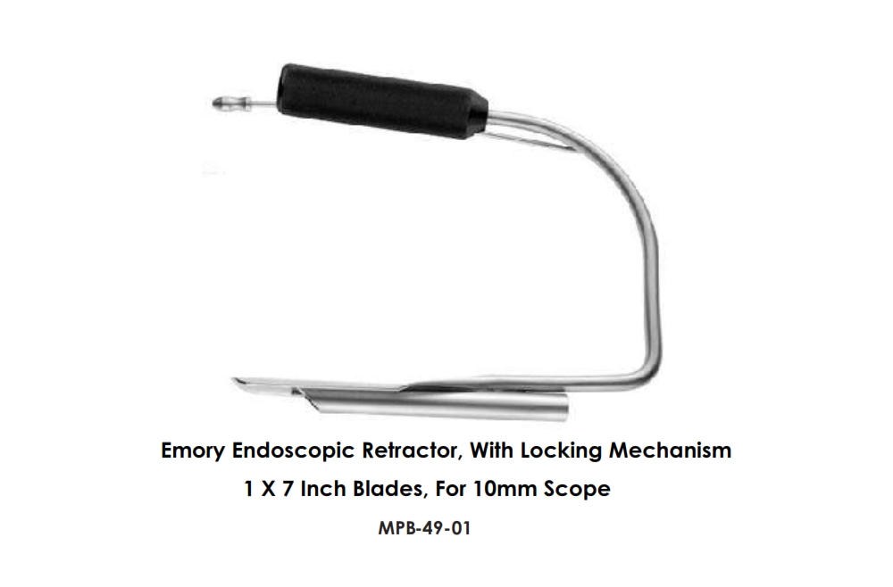 Emory Endoscopic Retractor, With Locking Mechanism 1 X 7 Inch Blades, For 10mm Scope