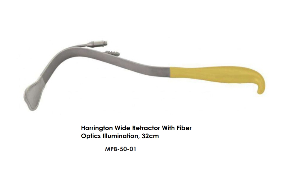 Harrington Wide Retractor With Fiber Optics Illumination, 32cm