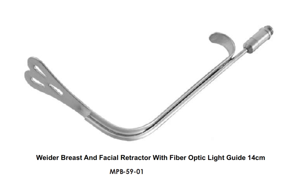 Weider Breast And Facial Retractor With Fiber Optic Light Guide 14cm