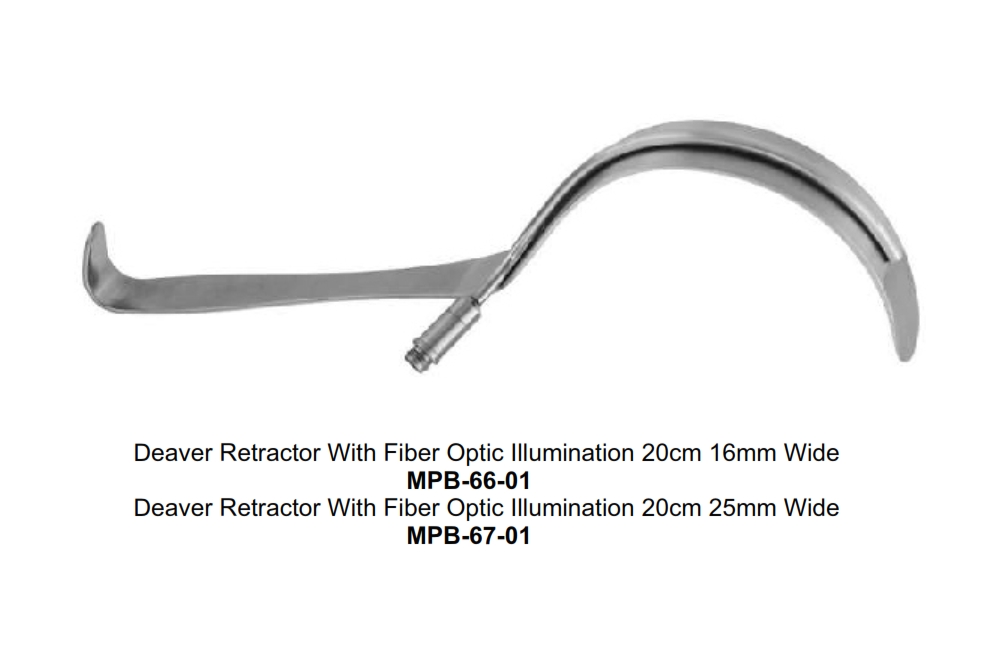 Deaver Retractor With Fiber Optic Illumination 20cm 16mm Wide