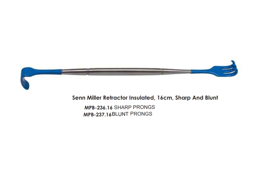 Senn Miller Retractor Insulated, 16cm, Sharp And Blunt