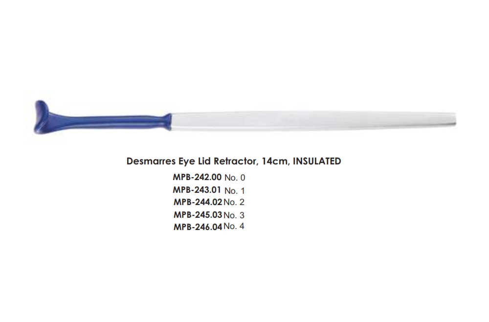 Desmarres Eye Lid Retractor, 14cm, INSULATED